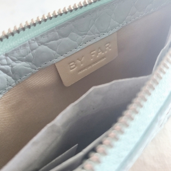 BY FAR Rachel Croco Embossed Leather Shoulder Bag, Blue, NWT - Picture 12 of 16